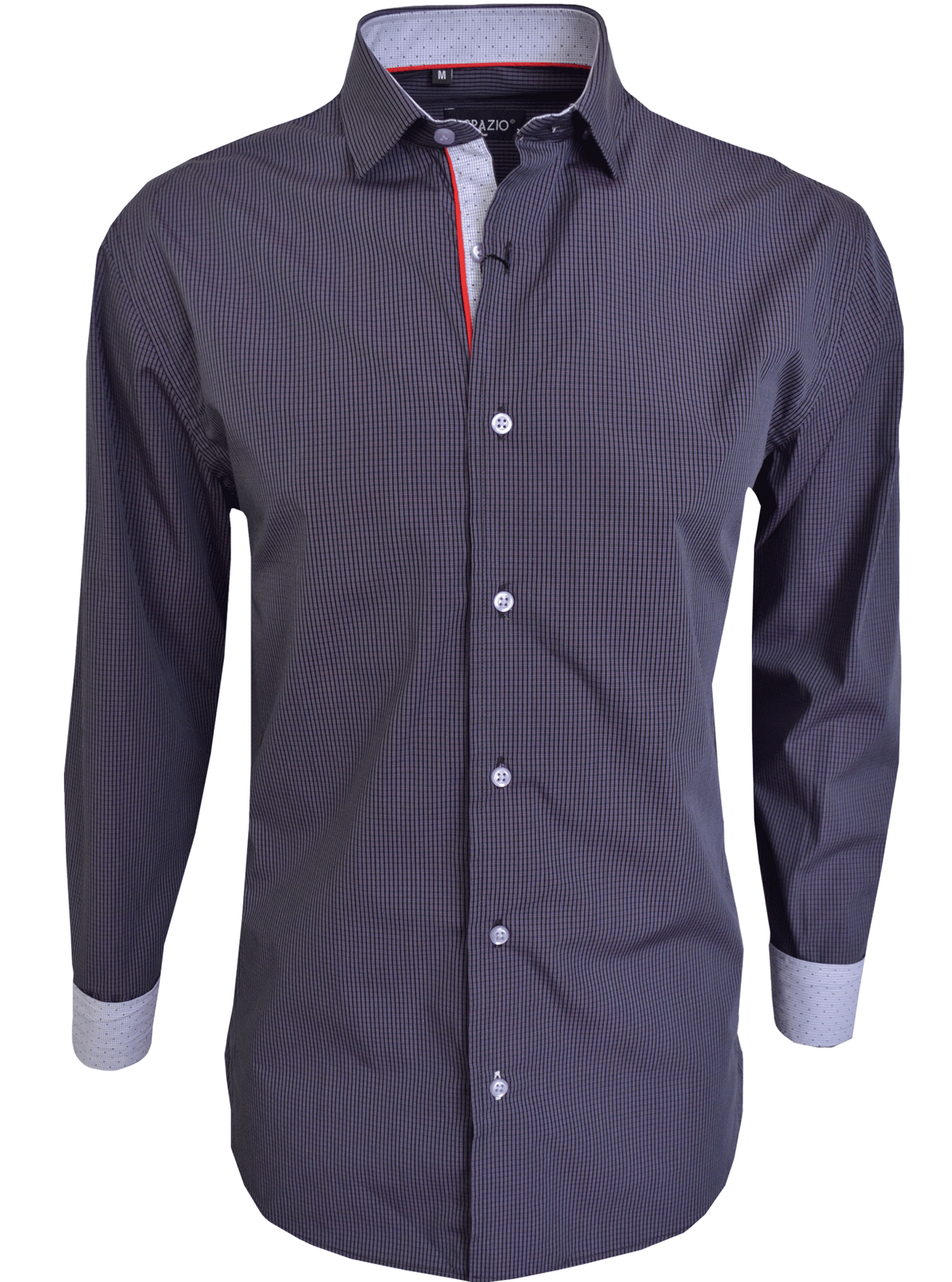 Dark lilac shirt with white buttons on a white background