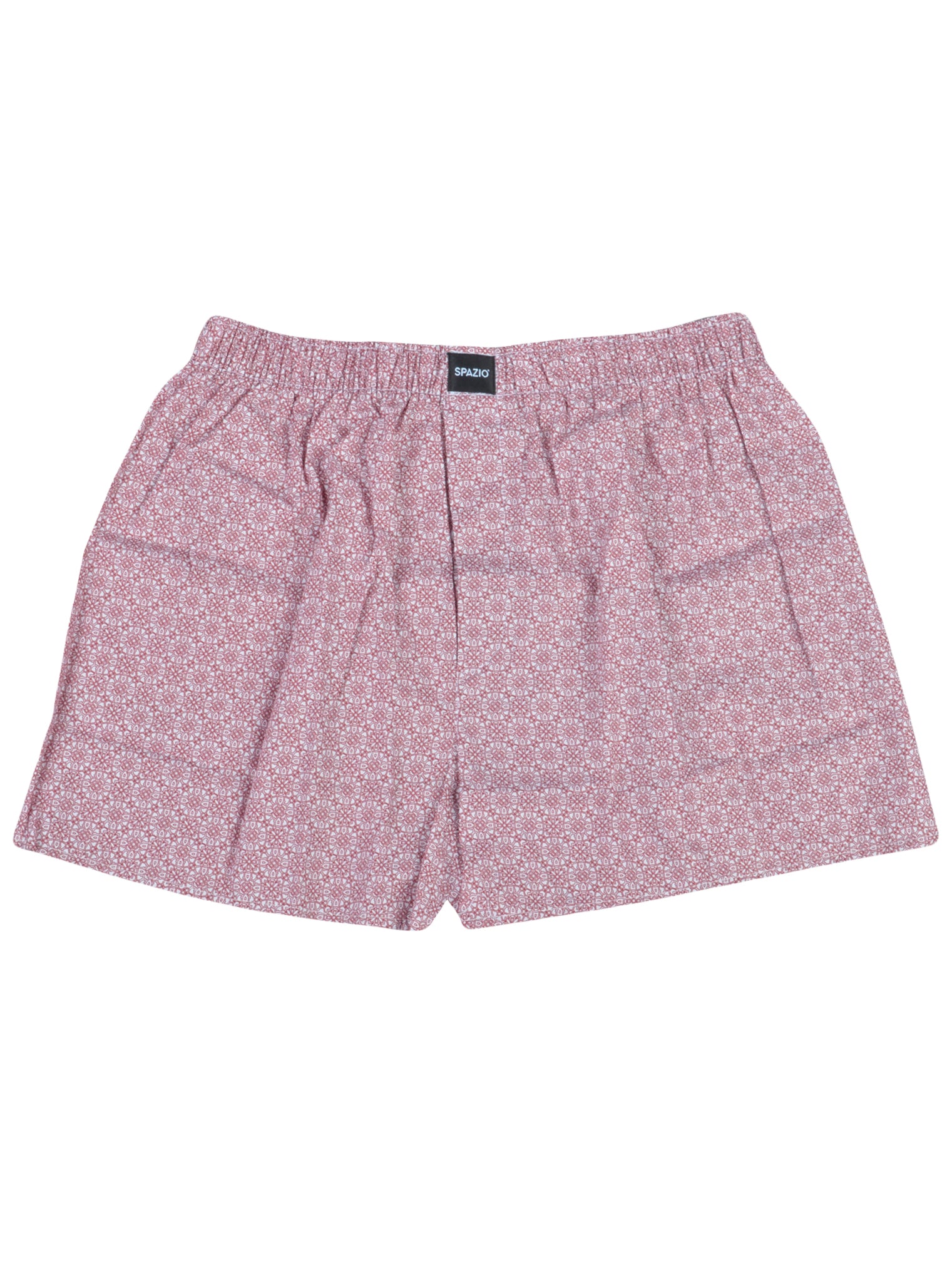 Red and white patterned shorts on a white background
