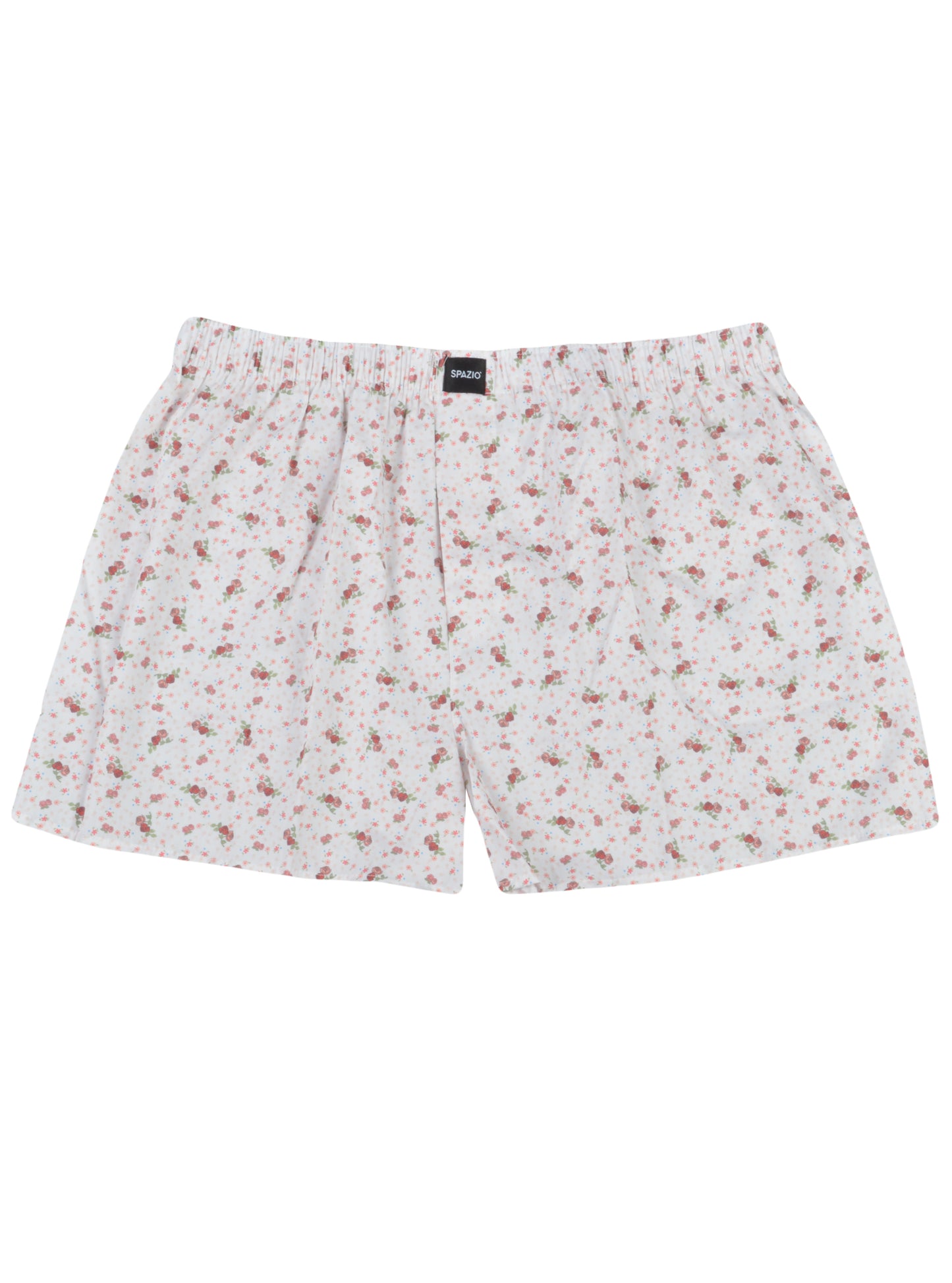 Floral patterned shorts on a white background
