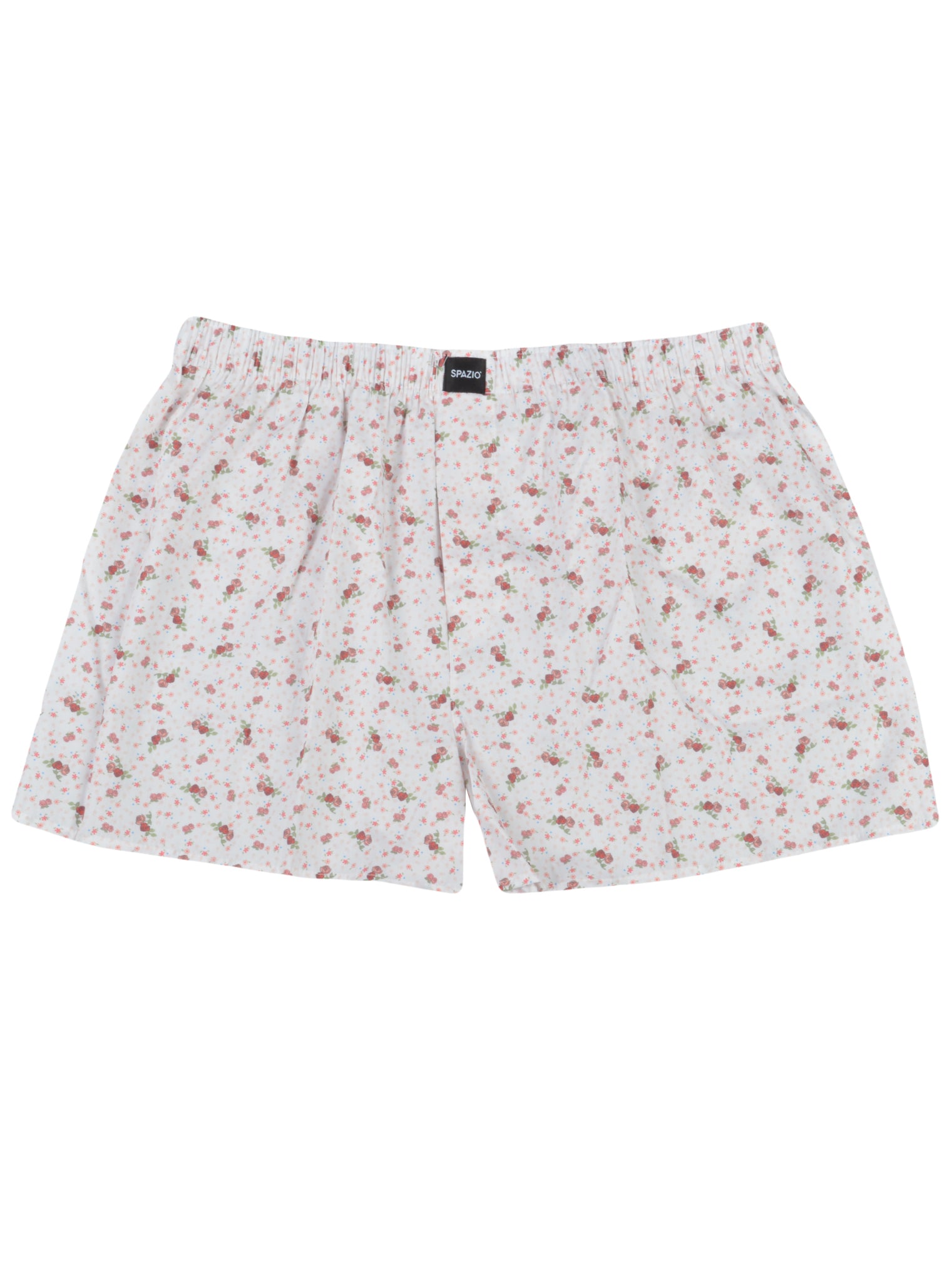 Floral patterned shorts on a white background