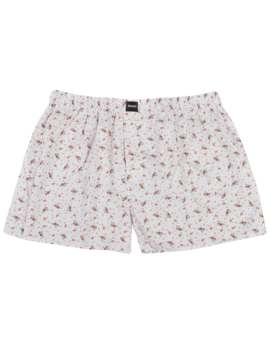 Floral patterned shorts on a white background